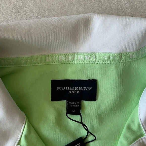 New Burberry Golf Neon Green  Short sleeve collar shirt - Picture 7 of 15